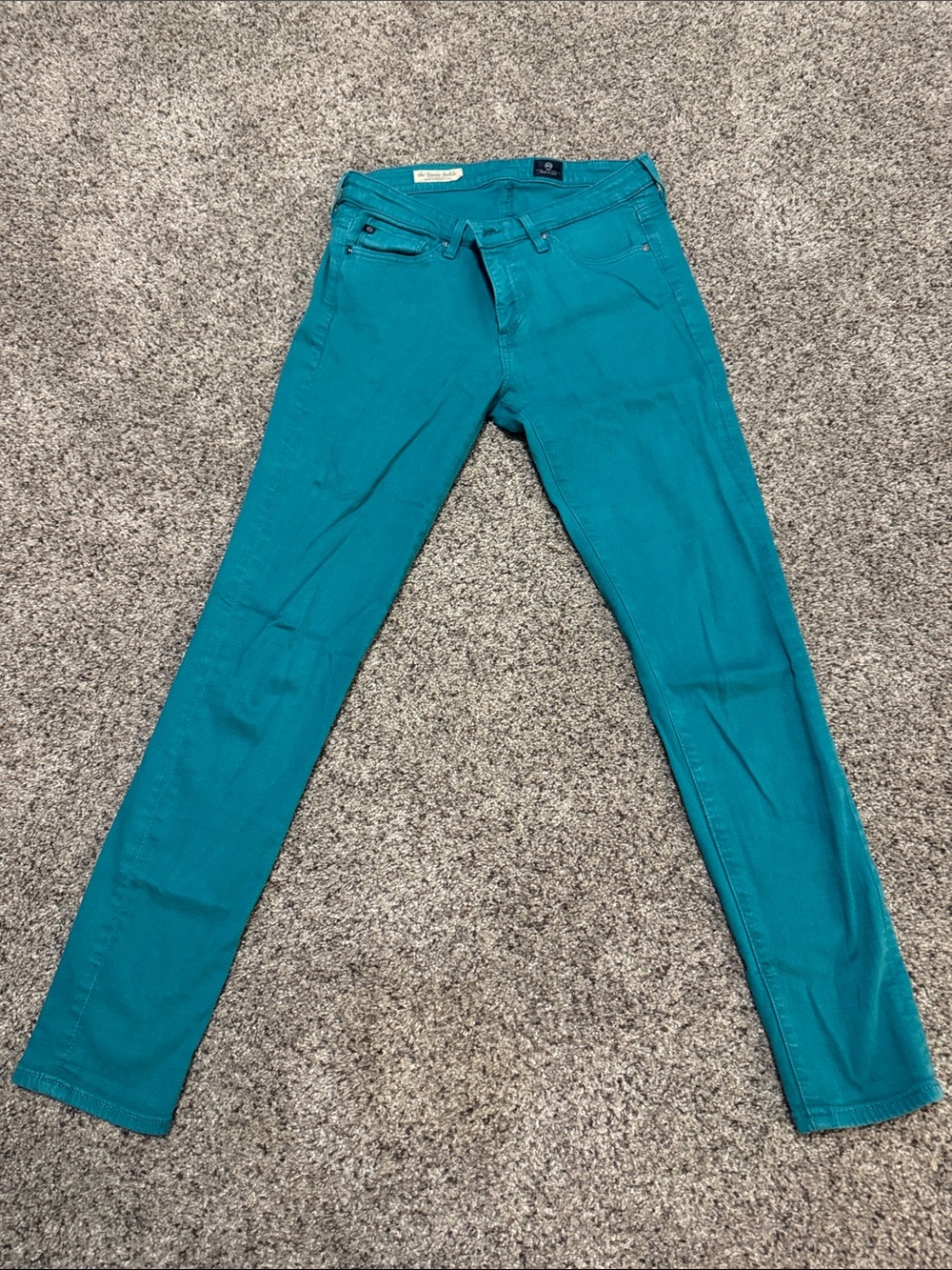 Ag Adriano Goldschmied Teal Skinny Stretch Jeans